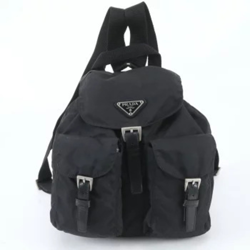 Prada Tessuto Leather Backpack Triangle Black